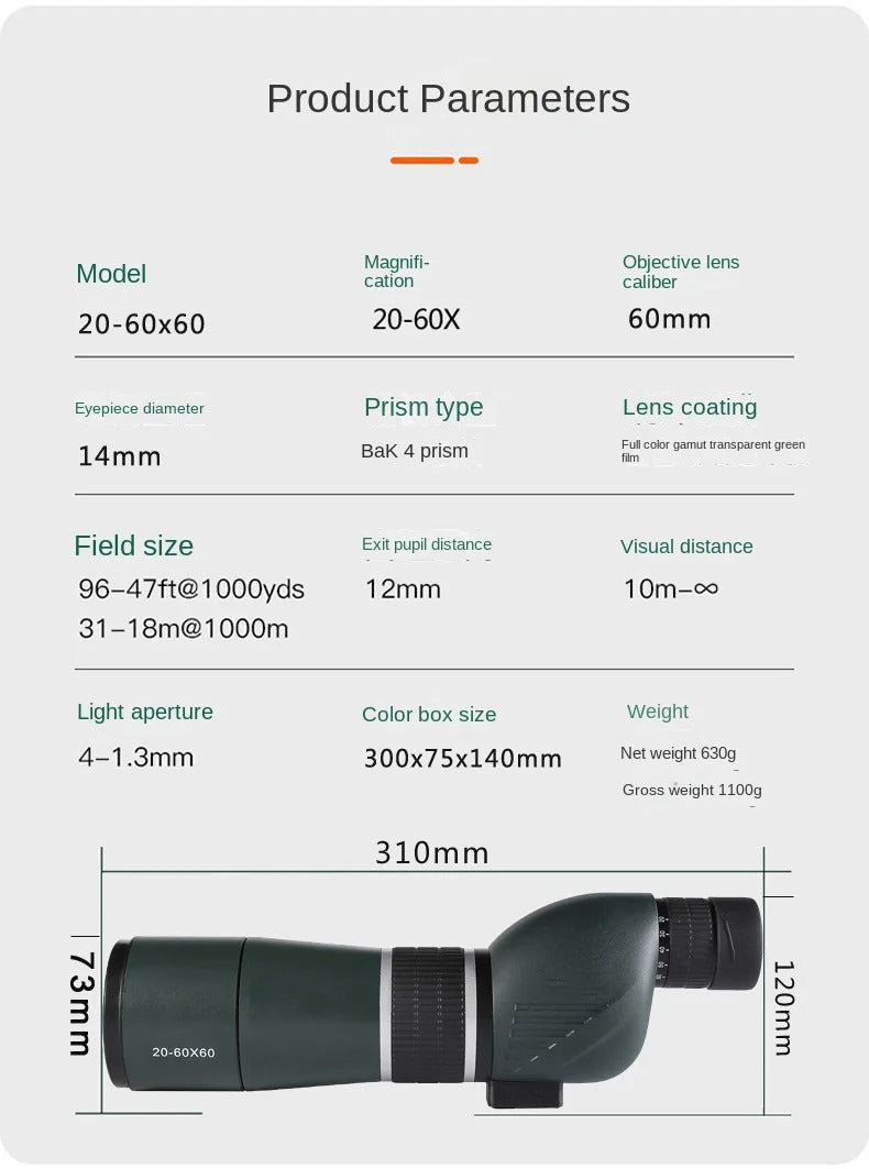 25-75x70 / 20-60X60 Spotting Scope