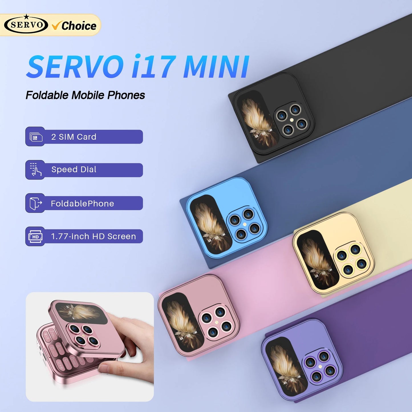SERVO i17 Mini Small Flip Mobile Phone