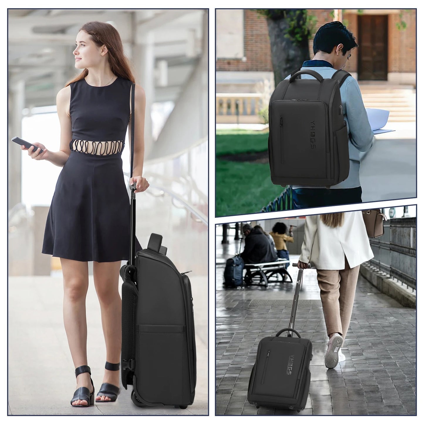 Business Rolling Luggage Backpack