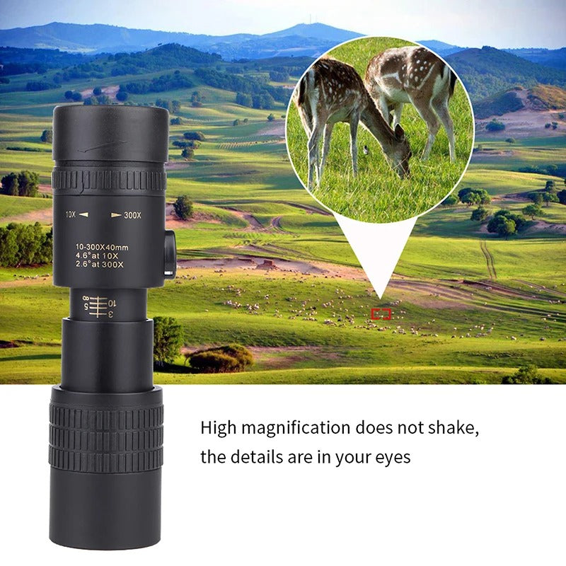 300X40 Zoom Len Spin Monoculars Professional Long Range Telescope