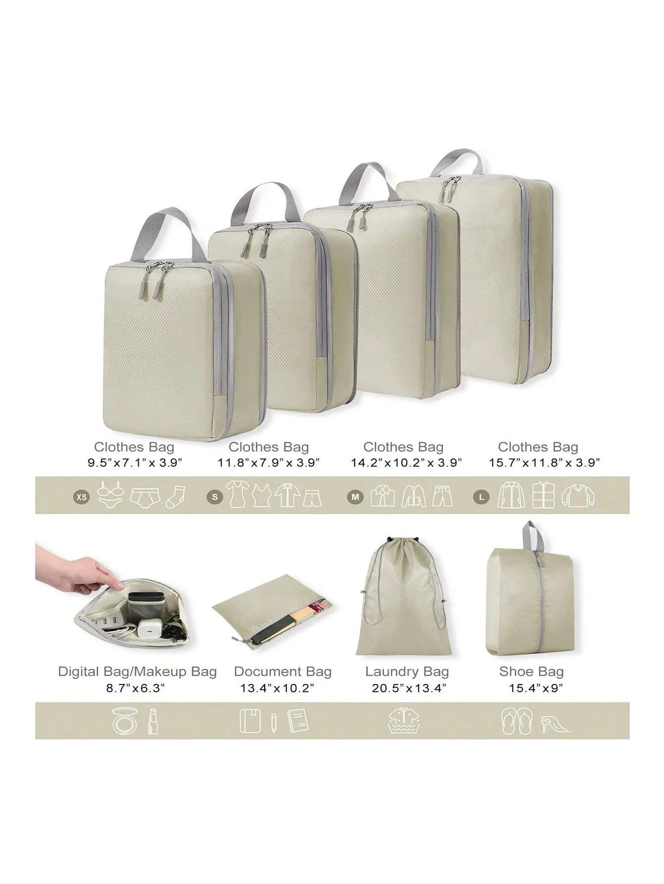 6 and 8 pcs Compressible Packing Travel Storage Bags