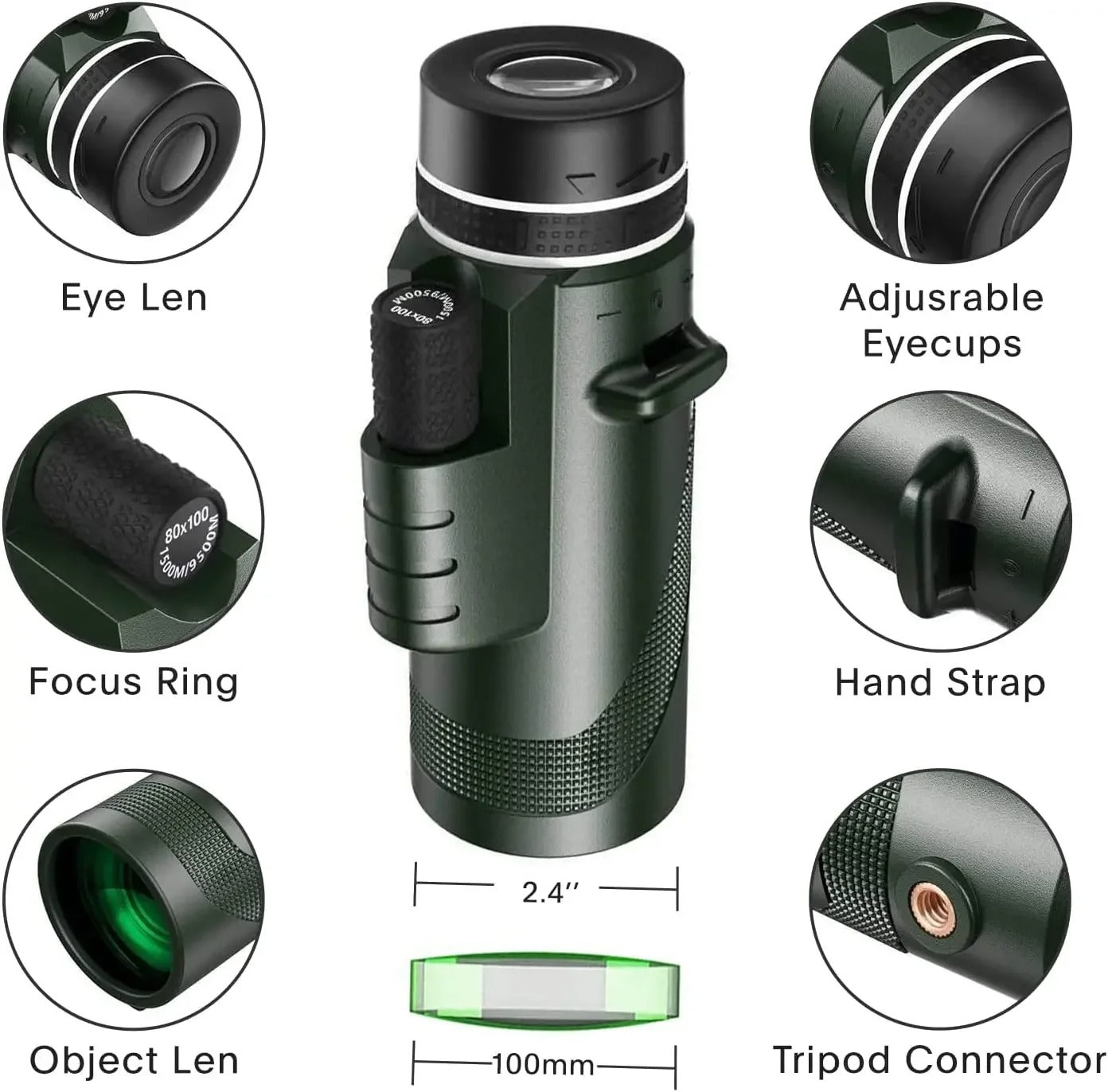 80x100 Portable Zoom HD 5000M Telescope