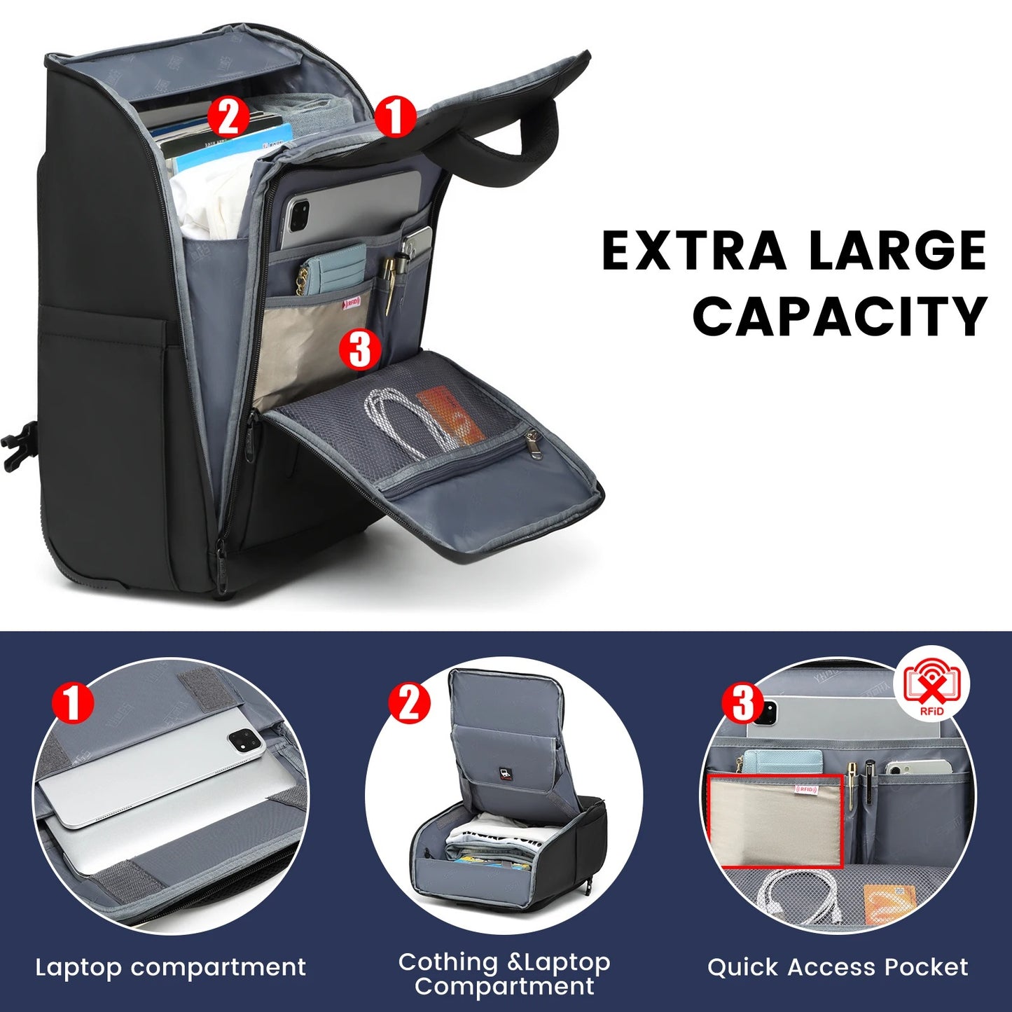 Business Rolling Luggage Backpack