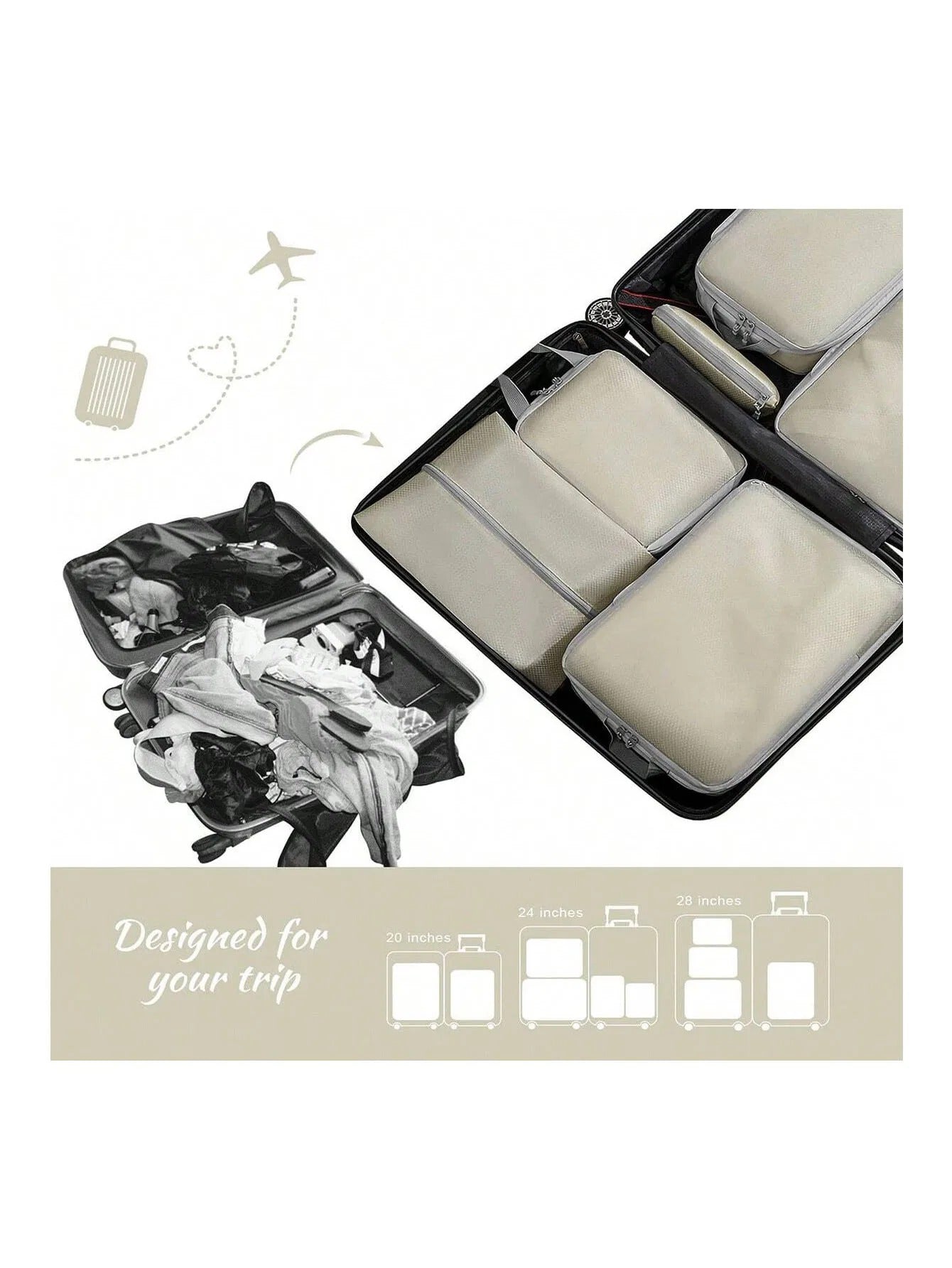6 and 8 pcs Compressible Packing Travel Storage Bags