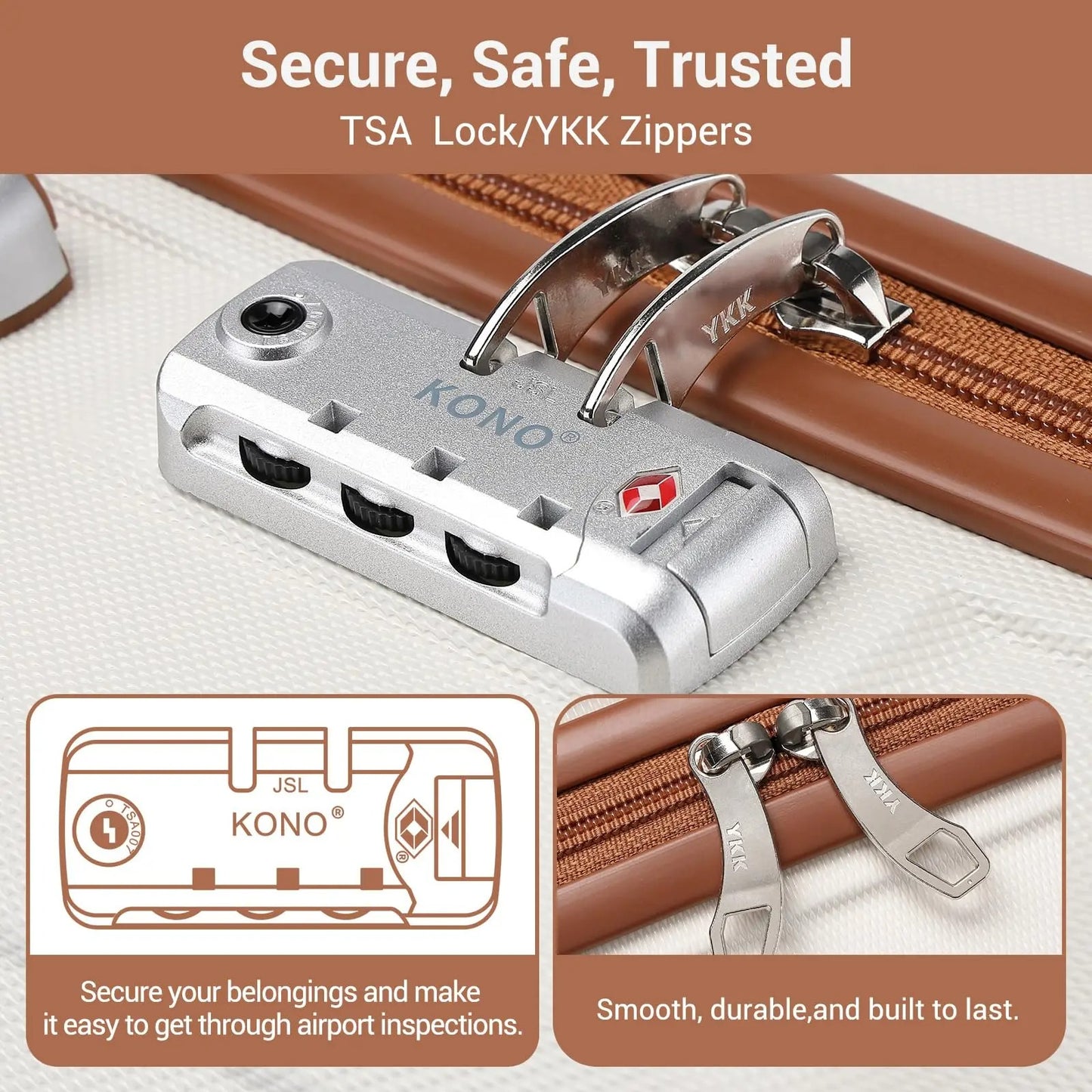Kono 3-Piece Travel Suitcase Set