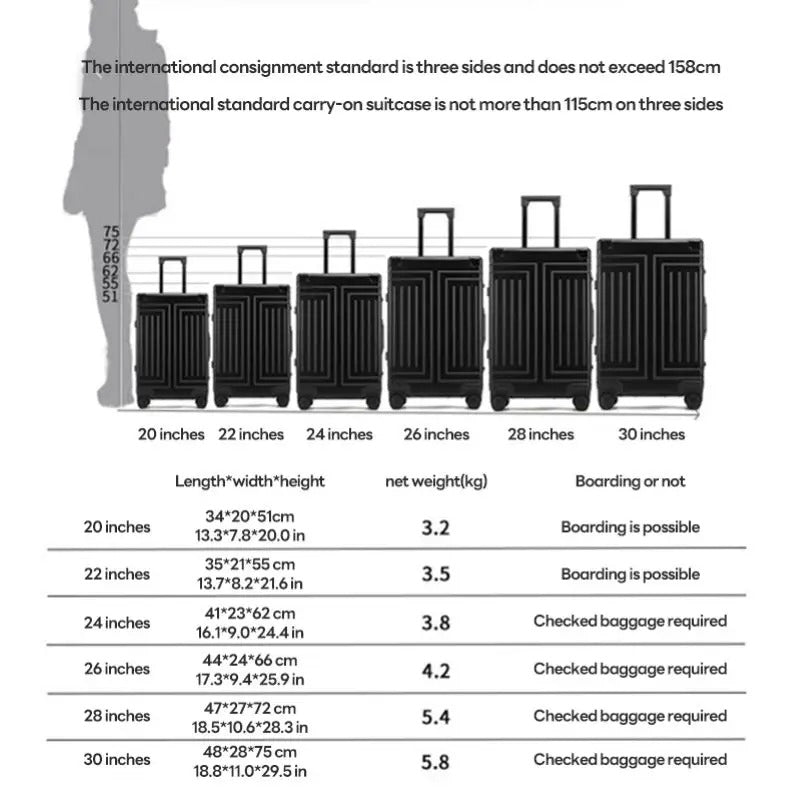 100% Aluminum-magnesium alloy Travel Suitcase