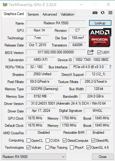 MLLSE AMD RX5500XT 8G