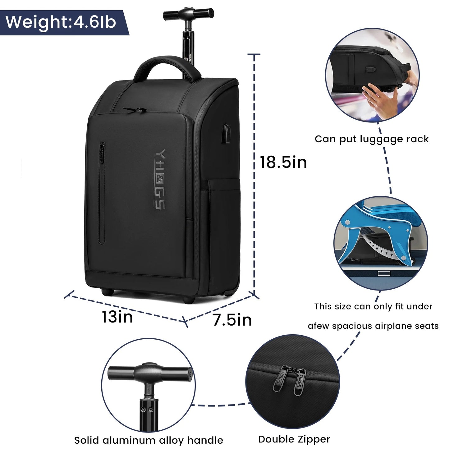 Business Rolling Luggage Backpack