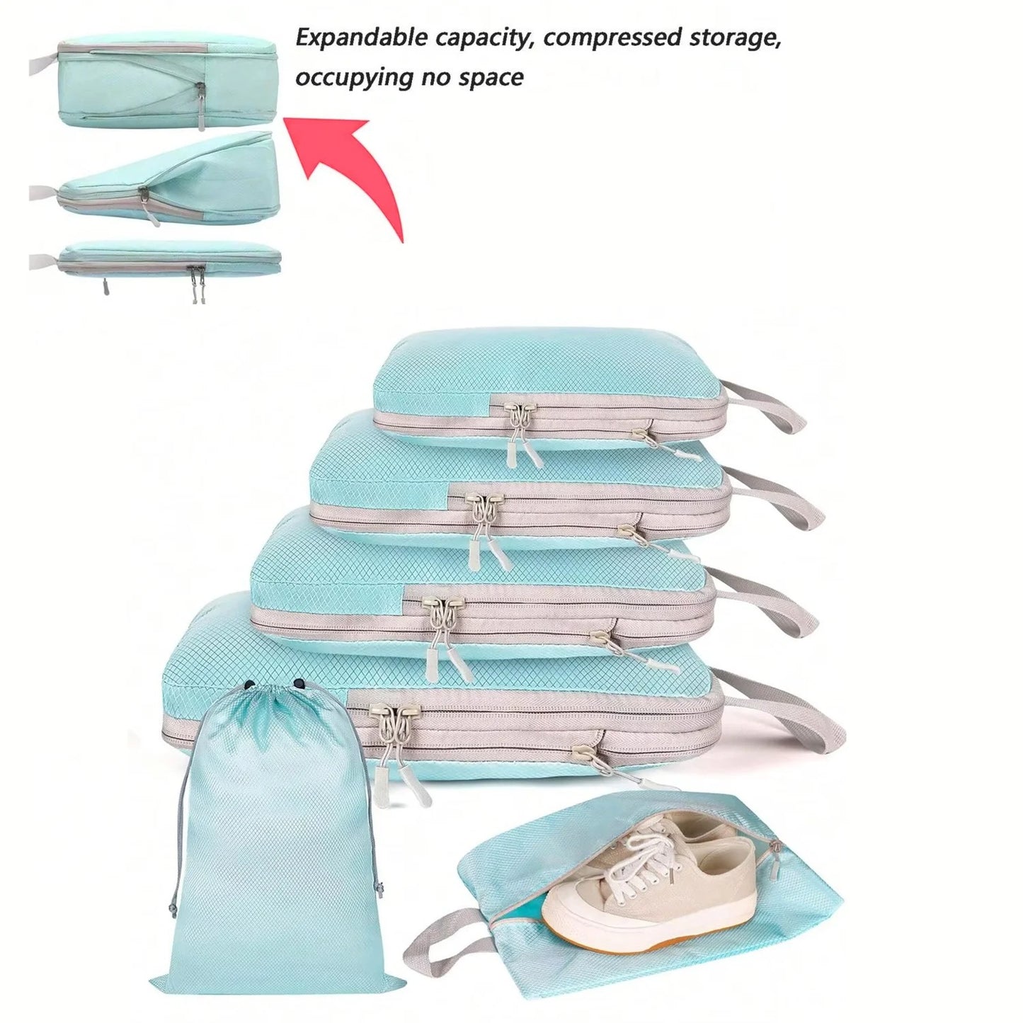 6 and 8 pcs Compressible Packing Travel Storage Bags