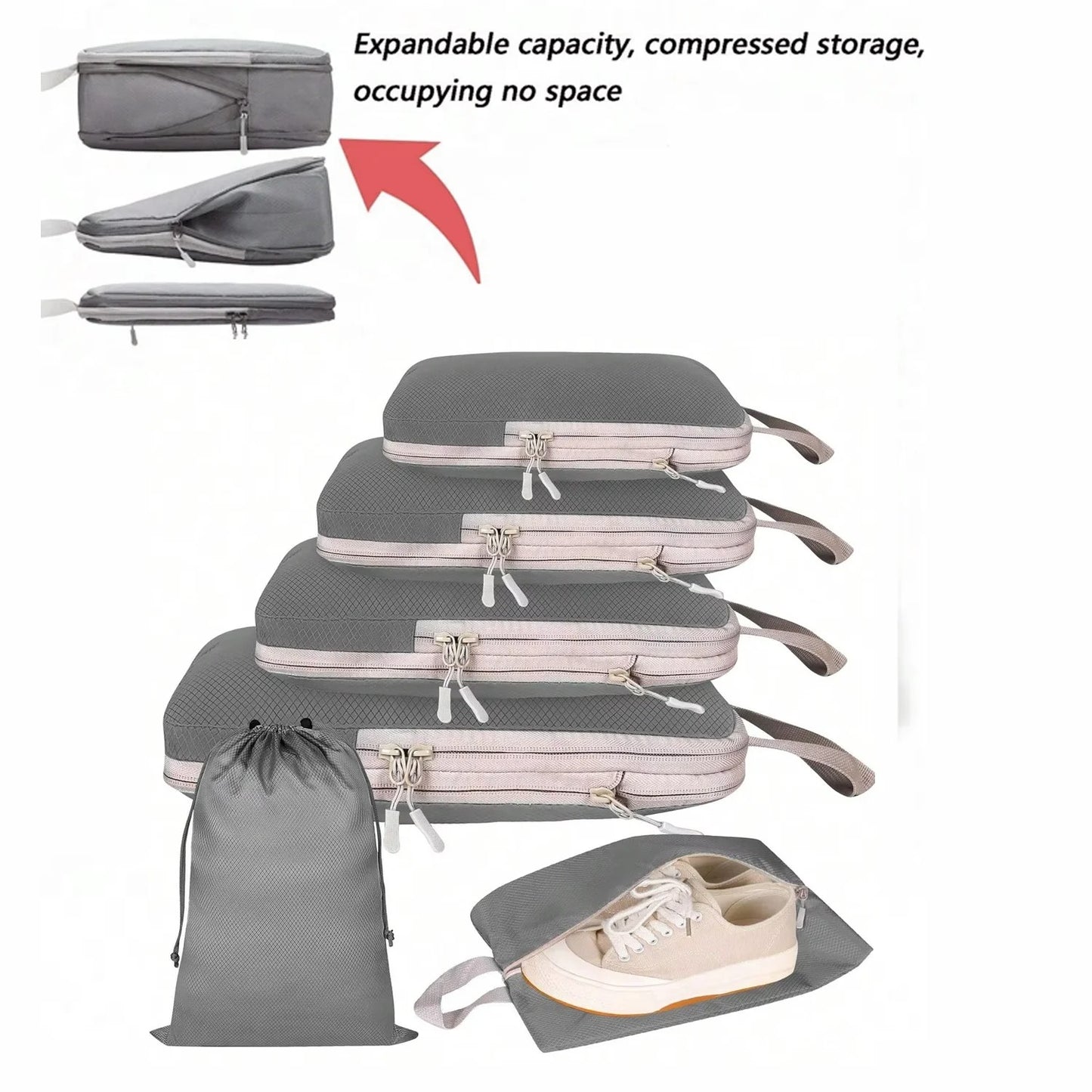 6 and 8 pcs Compressible Packing Travel Storage Bags