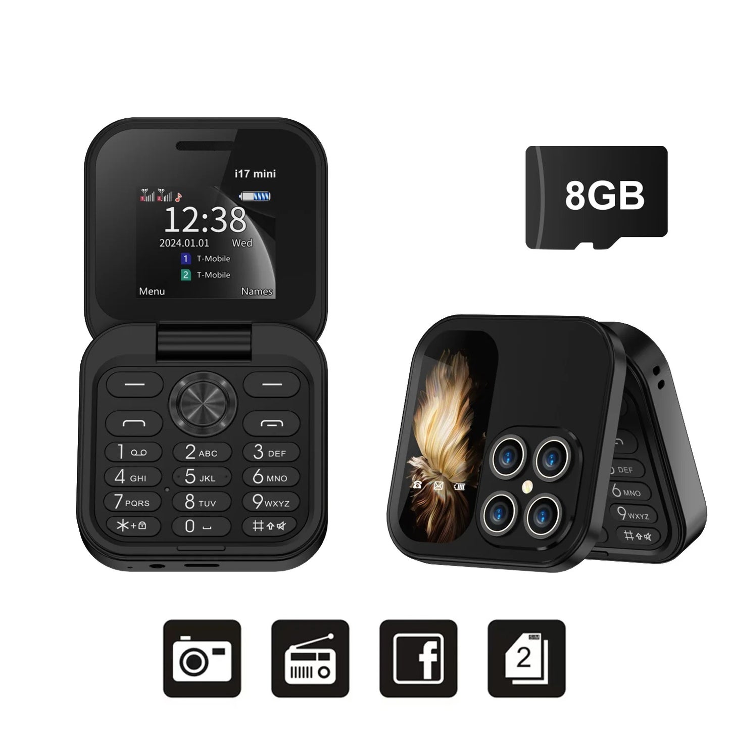 SERVO i17 Mini Small Flip Mobile Phone