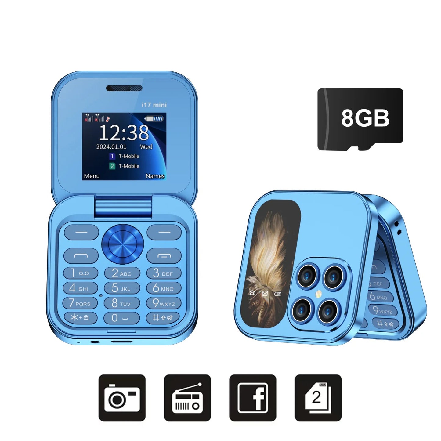 SERVO i17 Mini Small Flip Mobile Phone
