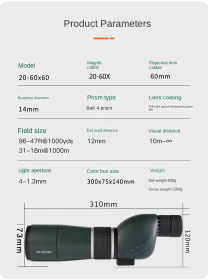25-75x70 / 20-60X60 Spotting Scope