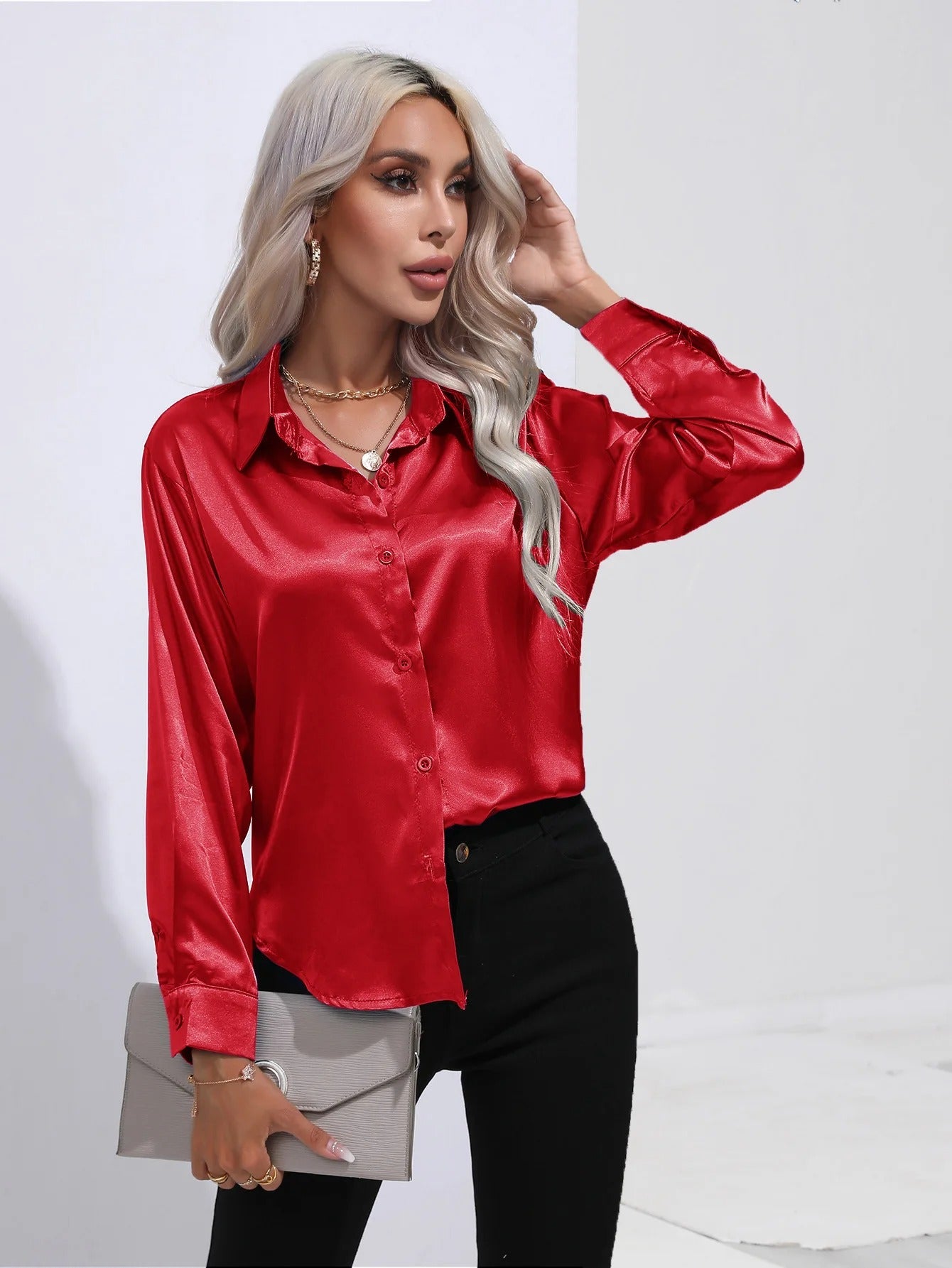 Crimson | Eleanor Silk shirt