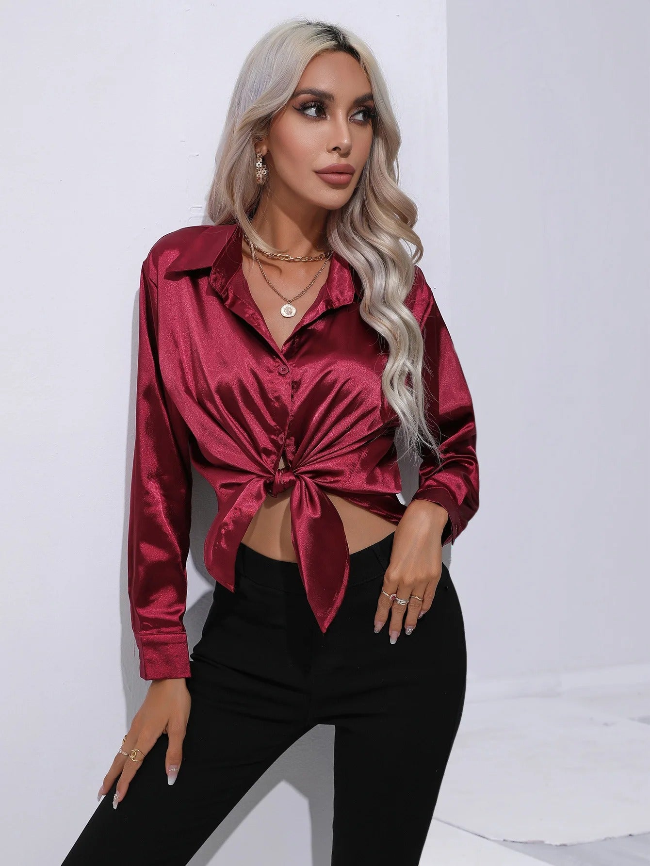 Crimson | Eleanor Silk shirt