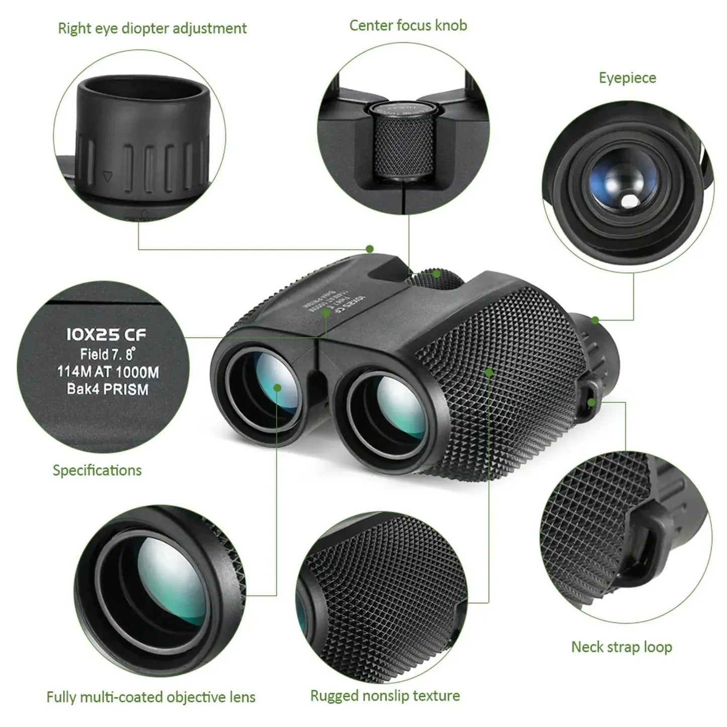 10X25 HD Binoculars