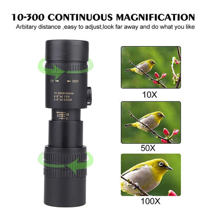 300X40 Zoom Len Spin Monoculars Professional Long Range Telescope