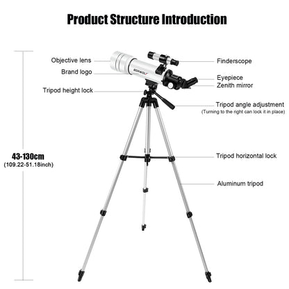 BORWOLF 70400 Professional High-definition Astronomical Telescope 333X