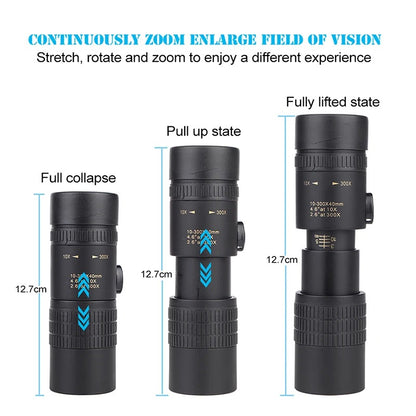 300X40 Zoom Len Spin Monoculars Professional Long Range Telescope