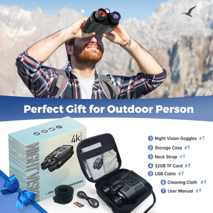 4K Night Vision Binoculars 3inch Screen 8X Digital Zoom